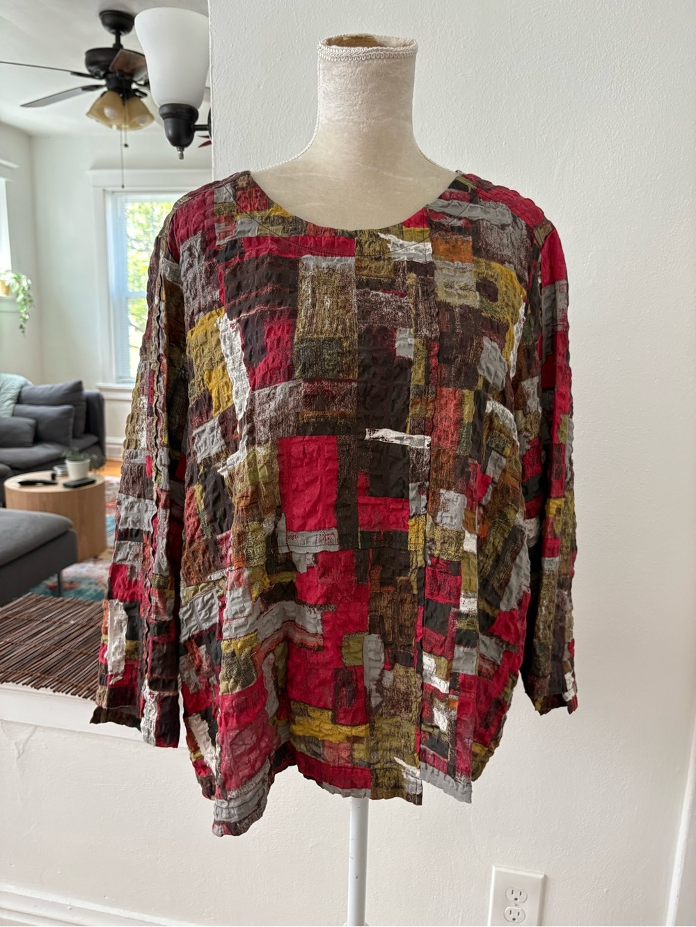 Habitat artsy Lagenlook cotton textured blouse size XL